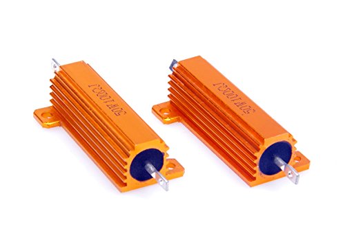 LM YN 2 Pcs 50 Watt 100 Ohm 5% Wirewound Resistor Electronic Aluminium Shell Resistors Gold Suitable For Inverter, LED lights, Speakers, Frequency Divider, Servo Industry And Other Industrial Control
