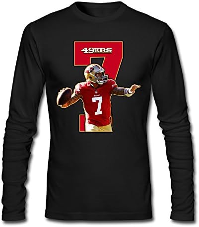 KINDO Men's Colin Kaepernick NO.7 American Football Long Sleeve T Shirt Cotton Tees