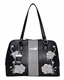 Kenneth Cole Reaction Kathy Satchel (BLACK W/ SESAME EMBROIDERY)