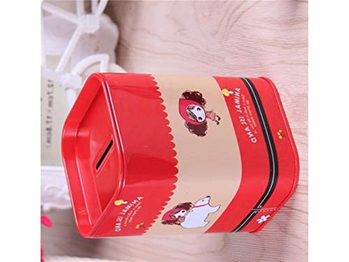 Saving Money Box Tinplate Creative Coin Counting Money Jar Piggy Bank Storage Box Money Box_(Red) Money Pot - Thumbnail 2