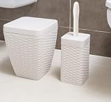 Addis Faux Rattan Square Bathroom Set Swing Bin Toilet Brush Calico Linen view 3