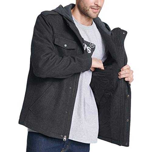 levi's men's wool blend military jacket with hood
