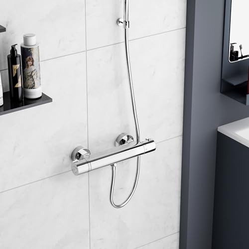 MORADO Shower Mixer, Thermostatic Shower Mixer, Shower Tap, Thermostatic Bath Tap with Constant Temperature Control, Chrome Brass Finish