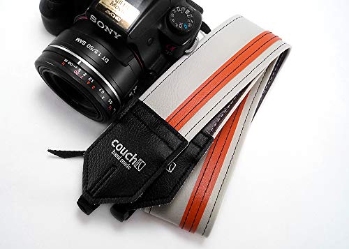 The COUCH White and Orange Racer X Camera Strap
