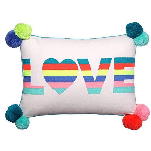LOVE Stripes Embroidered Cushion Multicoloured