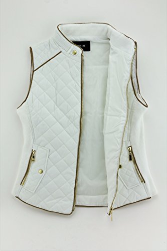 Active USA Quilted Padding Vest With Suede Piping Details Sizes from S to 3XL (Off White-Medium)