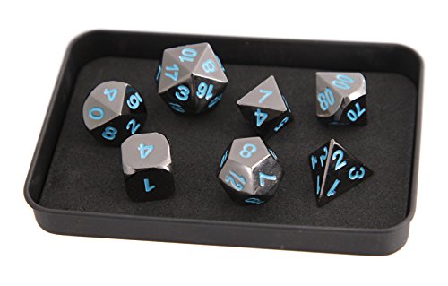 image for Forged Dice Co. Metal Gunmetal Silver Color with Arctic Ice Blue Numbe