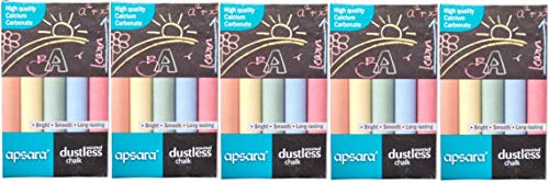 Apsara Dustless Color Chalks Pack of 5 Box [50Chalk]