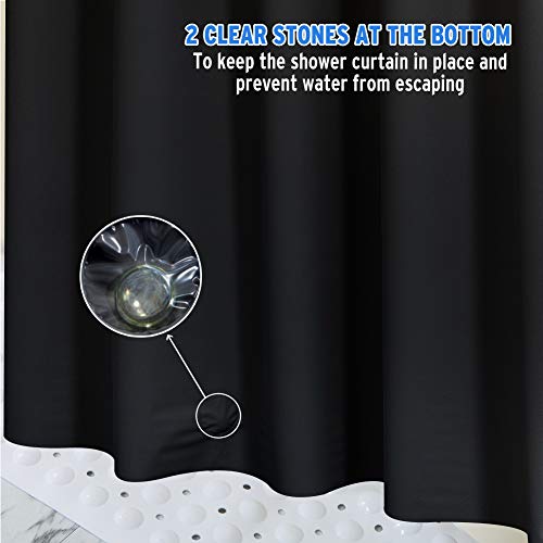 2 Amazer+Waterproof+Bathroom+Curtains+Odor+Black