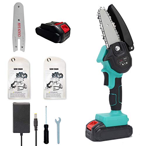 teamoonmy Mini Chainsaw 4Inch Cordless Electric Protable Chainsaw with