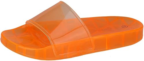 neon orange jelly slides