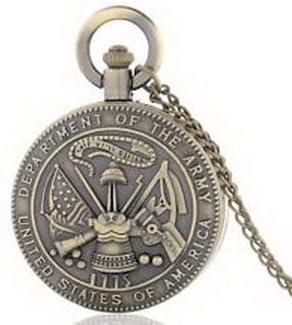 Pixle Pocket Watch - Antique US Army Vintage Quartz Pocket Watch Chain Pandent Necklace Mens Gift New