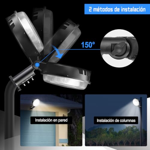 Lámpara LED Exterior de 150W, Reflector LED Exterior de 20000 LM con ángulo Ajustable de 150 °, Luz de Calle de 6500 K, Resistente Al agua IP66 para Garaje, Patios, Granjas, Tiendas (1)