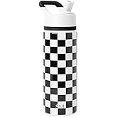 Simple Modern Kids Water Bottle with Straw Lid | Vacuum Insulated Stainless Steel Metal | Reusable Leak Proof BPA-Free Thermos for School | Summit Collection | 18oz, Black and White Checkmate