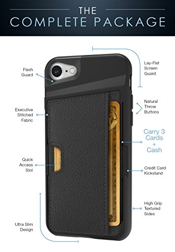 Smartish iPhone 7/8 Wallet Case - Wallet Slayer Vol. 2 [Slim Protective Kickstand] Credit Card Holder for Apple iPhone 8/7 (Silk) - Black Onyx - Thumbnail 7
