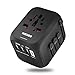 NIERBO Travel Adapter,International Power Adapter with USB C Ports,Universal Europe Plug Charger- Worldwide All in One AC Plug Socket(Auto-Resetting Fuse)