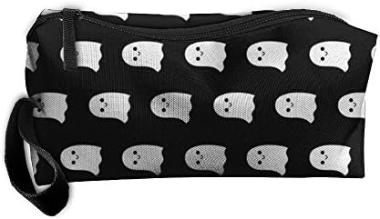 JBNFI Cosmetic Bag Cute Ghost Brush Pouch Makeup Bag Zipper Wallet Hangbag Carry Case Pen Organizer Wristlet Holder