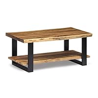 Alpine Live Edge Solid Wood Rectangle Coffee Table, Natural