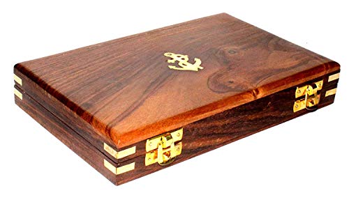 Humaira Nauticals Proportional Divider Set of 5, Full Brass dividers with Executive Wooden Box, Single Handed 8" Brass Navigational Dividers Compass Set for Maritime, Naval, Geometry and Drafting