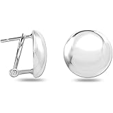 LeCalla 925 Sterling Silver Large Omega Back Earrings for Women | Pierced Ear Clips Stud Earring Gift for Her, Wife or Girlfriend | Classic Omega Back Stud Earrings Jewelry for Daily Wear or Special Occasions