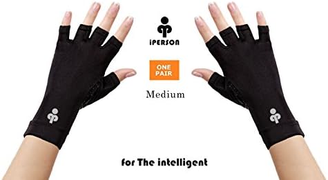 iPerson® Arthritis Gloves Copper Infused Compression Guaranteed to Speed Up Recovery Relieve Symptoms of Arthritis RSI Carpal Tunnel Tendonitis for Men & Women - 1 Pair (Medium)