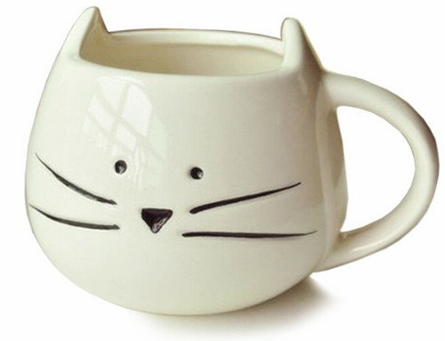Moyishi Lovely Cute Little White Cat Coffee Milk Ceramic Mug Cup Christmas Birthday Best Gift