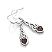 925 Sterling Silver Celtic Knot Red Garnet Gemstone Heart Drop Dangle Hook Earrings