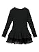 Allegra K Women Round Neck Long Sleeves Chiffon Panel Spring Peplum Top XL Black