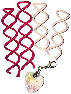 Set of Twistie Twist Spin Pins Spiral Hair Pin Bun Ballet | Brunette + Blonde Bobby Pins Pink (2 Long, 2 Short + Heart Gem)