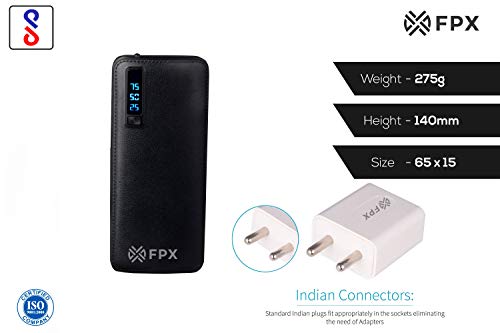 FoxProx FX-13000-37 13000mAH Lithium Ion Power Bank with Wall Charger (Black)