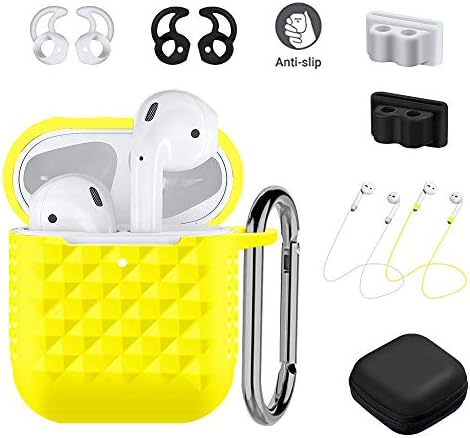 BSKSSK AirPods Case, AirPods Accessories Silicone AirPods Case Cover Skin Compatible for Apple AirPods 1&2 Charging Case(Front LED Visible)-Yellow