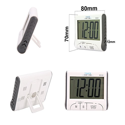 Digital Kitchen Timer & Stopwatch Big Digit Large Display Loud Alarm Magnetic Backing Stand Multifunctional Timers for Cooking Baking Sports Games Office (Battery Included)