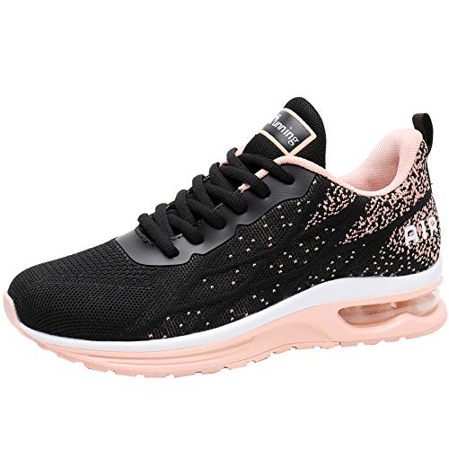 MEHOTO Womens Fashion Lightweight Tennis Walking Shoes Sport Air Fitness Gym Jogging Running Sneakers (Peachblack US 9.5 B(M)