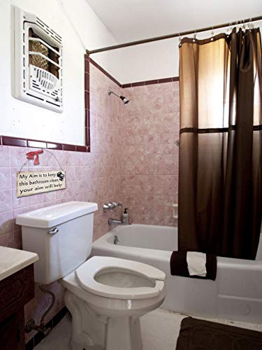 Bathroom Wall Plaque Sign, 4X10 Decorative Hanging Wood Sign for Bathroom My Aim Is To Keep the Bathroom Clean Your Aim Will Help Wooden Sign