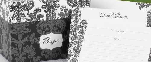 image for Hortense B. Hewitt Wedding Accessories Damask Recipe Box Bridal Shower