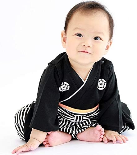 男の子用 ベビー着物 羽織袴カバーオール ロンパース サイズ70cm赤ちゃん用着物 お正月 日本のお土産 初節句 インスタ映え 出産祝い ハロウィン衣装
