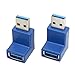 VCZHS USB3.0 AM to AF L Shape Converter Adapter USB 3.0 A Male to A Female 90 Degree Angle Plug Blue (Pack of 2)