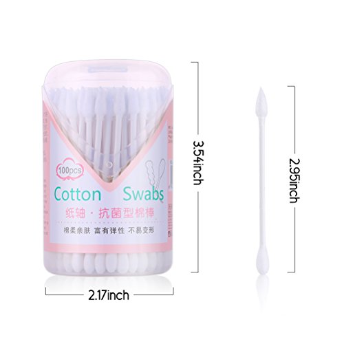 Cotton Swabs 100% Cotton Double Tipped 100 Pcs White Natural Paper Sticks Multipurpose Cotton Buds Cleaning Sterile Sticks
