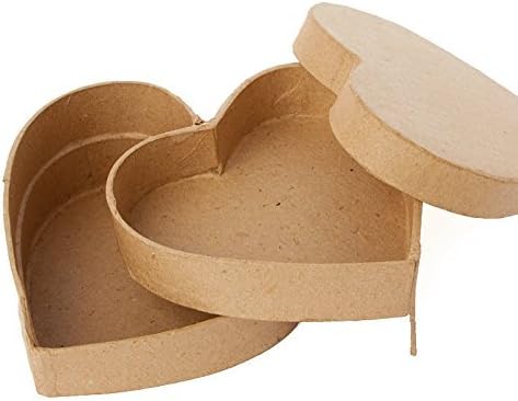 Factory Direct Craft Handcrafted Paper Mache Layered Heart Boxes - 4 Boxes