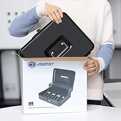 Jssmst Locking Large Metal Cash Box with Money