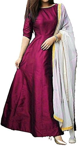 Elexsis Fashion Women's Tapeta Silk Anarkali Fancy Gown. (204_Free Size)