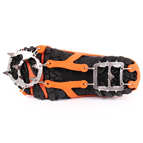 1 Pair 18 Teeth Crampons Non-slip Shoes Cover, Claws Stainless Steel Chain Outdoor Ski Ice Snow Hiking Climbing Traction Cleats (Medium) - Thumbnail 7