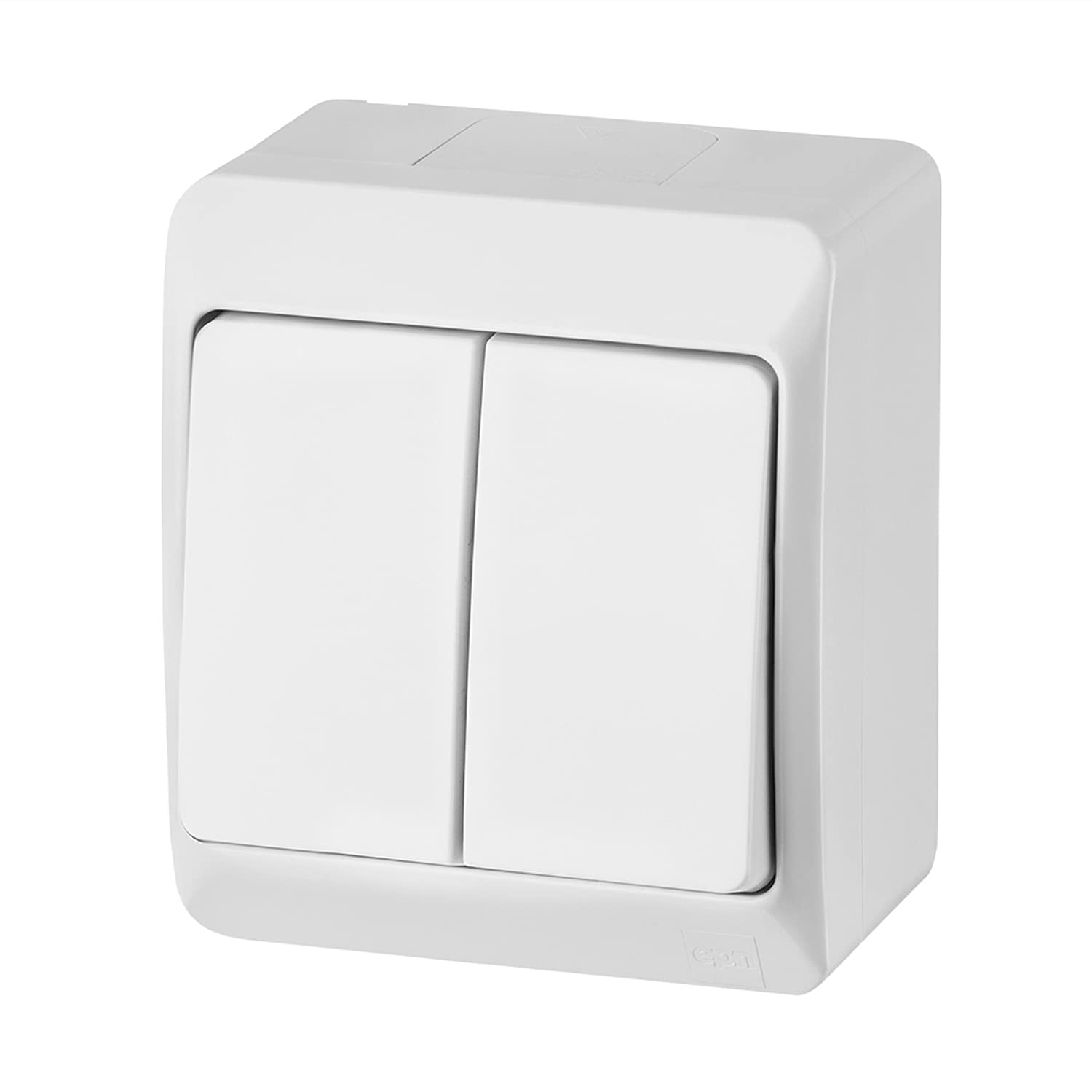Double Switch Surface-Mounted White Double IP44 Wet Room Light Switch