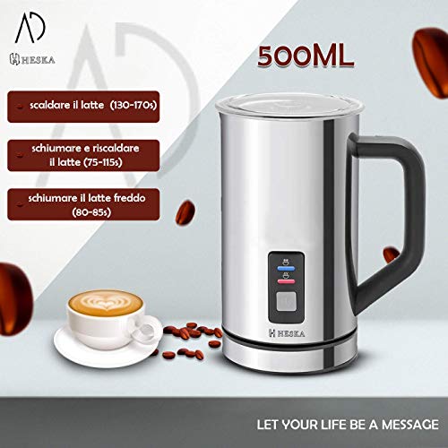 HESKA BY AD, ELEKTRISCHER MILCHAUFSCHÄUMER 500 ML, BEI EINMALIGEM GEBRAUCH MEHR ALS EINE TASSE MILCH MIT SCHAUM, EIN 500… – Bild 3