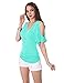 J.TOMSON Women's V-Neck & Crewneck Short Sleeve Cut Out Shoulder Top