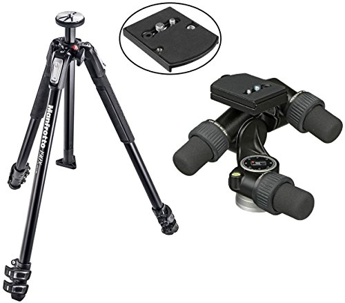 Manfrotto MT190X3 3 Section Aluminum Tripod w/ 405 Pro Digital Geared Head with RC4 Rapid Connect Plate and a Bonus Replacement Quick Release Plate