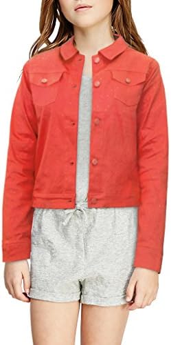 Crest Jeans Girls Glitter Floral Jacket EJK21960BR A CORAL 6