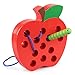 Coogam Wooden Lacing Apple Threading Toys Wood Block Puzzle Travel Game Early Learning Fine Motor Skills Airplane Car Educational Gift for 1 2 3 Years Old Toddlers Baby Kids primary