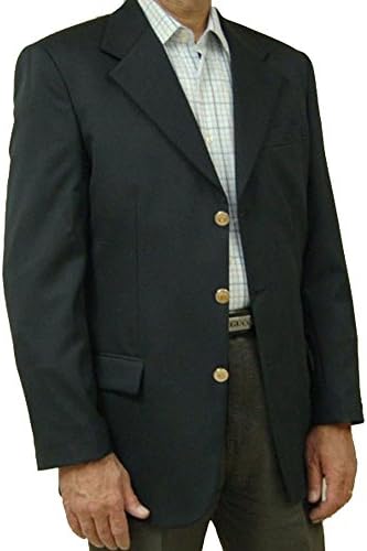 MEN'S BLAZER WOOL BLEND (44L, NAVY BLUE)
