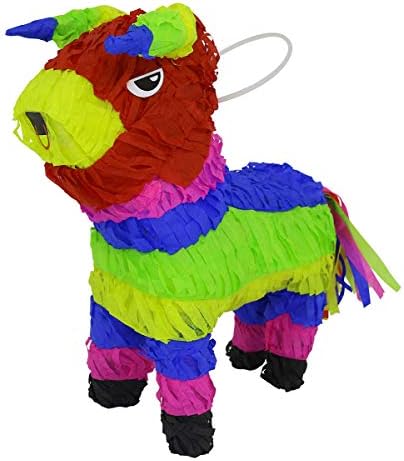 LYTIO - Mini Fiesta Bull Rainbow Colored Pinata 3 Pack (Piñata) - Ideal for Center Piece, Photo Prop and Mexican Themed Celebrations (Mini Bull)